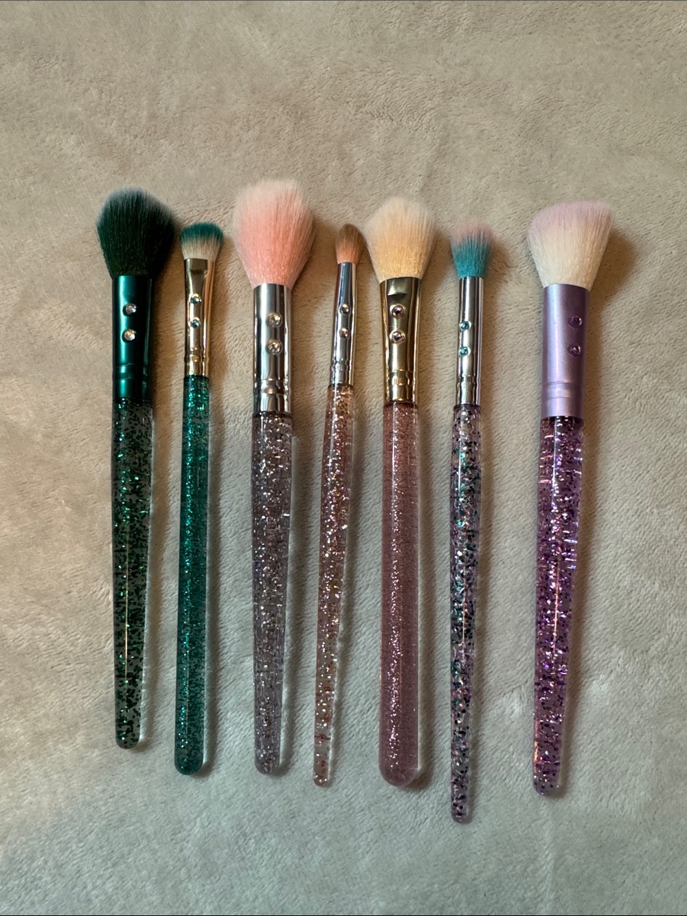 Slmissglam Glitter Handle Multicolor Women's Makeup Brush Set - 7-Piece